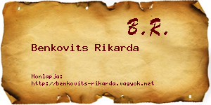 Benkovits Rikarda névjegykártya